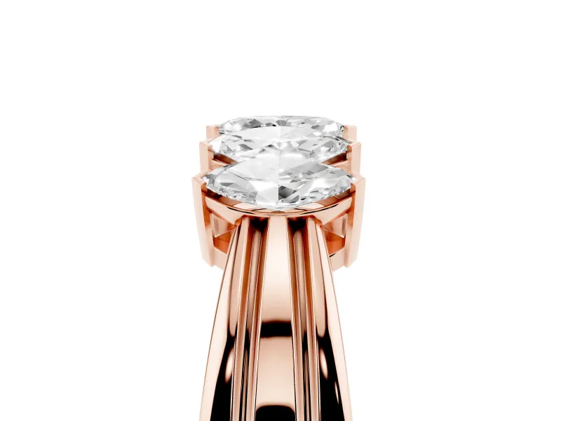 Five-Stone Marquise Diamond Split Shank Ring Set in Rose gold with Shared Prong Setting