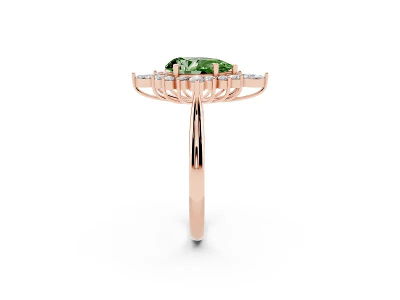 Pear-Shaped Engagement Ring Setting for a Fancy Green Lab-Grown Diamond | Rose Gold - Design NV-24790