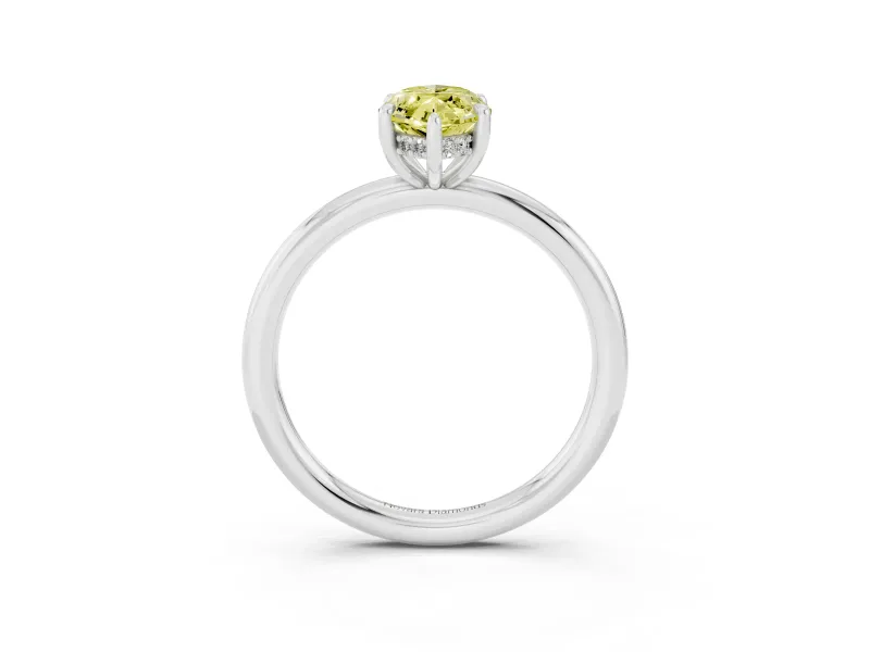 Fancy Yellow Marquise Cut Diamond Solitaire Ring Set in Silver with Thin Band and Prong Setting