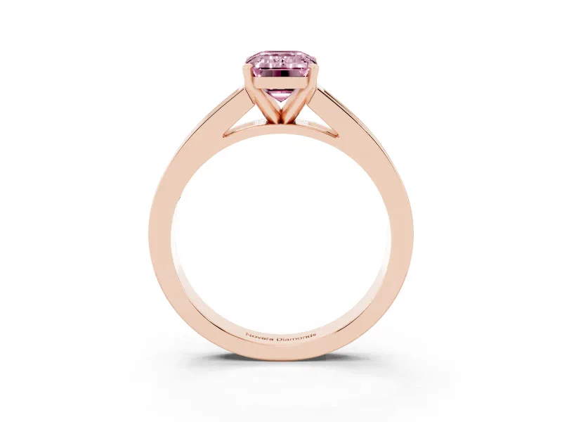 Emerald Cut Channel Engagement Ring Setting for a Fancy Pink Lab-Grown Diamond | Rose Gold