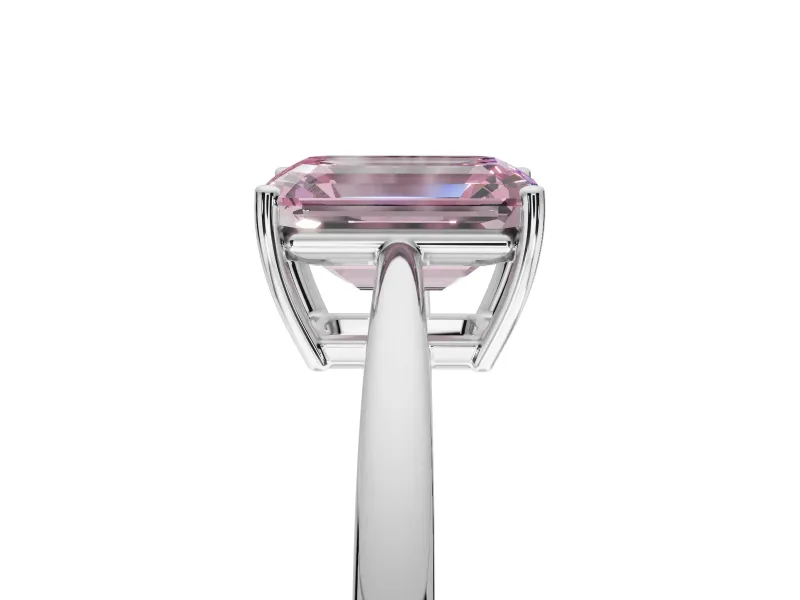 Emerald Cut Cathedral Engagement Ring Setting for a Fancy Pink Lab-Grown Diamond | Sterling Silver - Design NV-24626