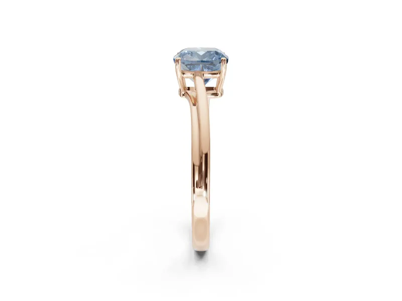 Cushion Cut Bypass Solitaire Engagement Ring Setting for a Fancy Blue Lab-Grown Diamond | Rose Gold