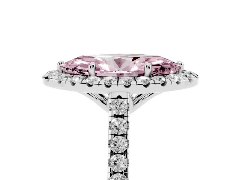 Marquise Raised Halo Engagement Ring Setting for a Fancy Pink Lab-Grown Diamond | Platinum