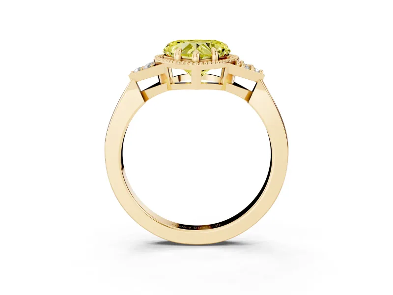 Heart-Shaped Milgrain Engagement Ring Setting for a Fancy Yellow Lab-Grown Diamond | Yellow Gold