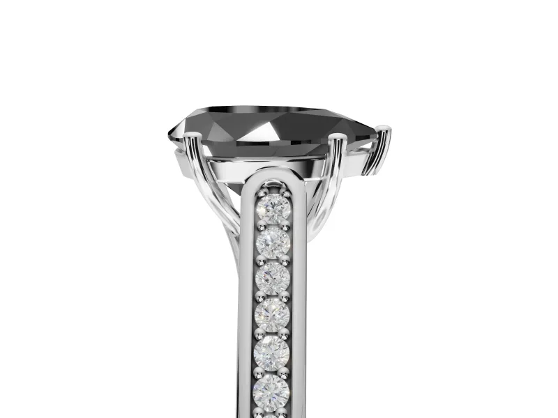 Pear-Shaped Cathedral Solitaire Engagement Ring Setting for a Black Center | Platinum