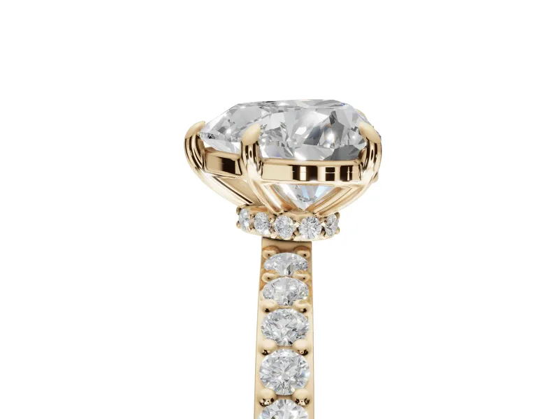 Heart-Shaped Hidden Halo Engagement Ring Setting | Yellow Gold