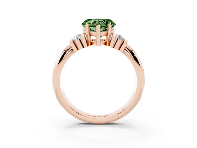 Heart-Shaped Bar-Set Engagement Ring Setting for a Fancy Green Lab-Grown Diamond | Rose Gold