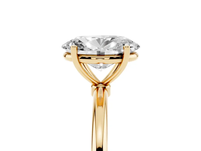 Oval Thin Solitaire Engagement Ring Setting | Straight Plain Band | Yellow Gold