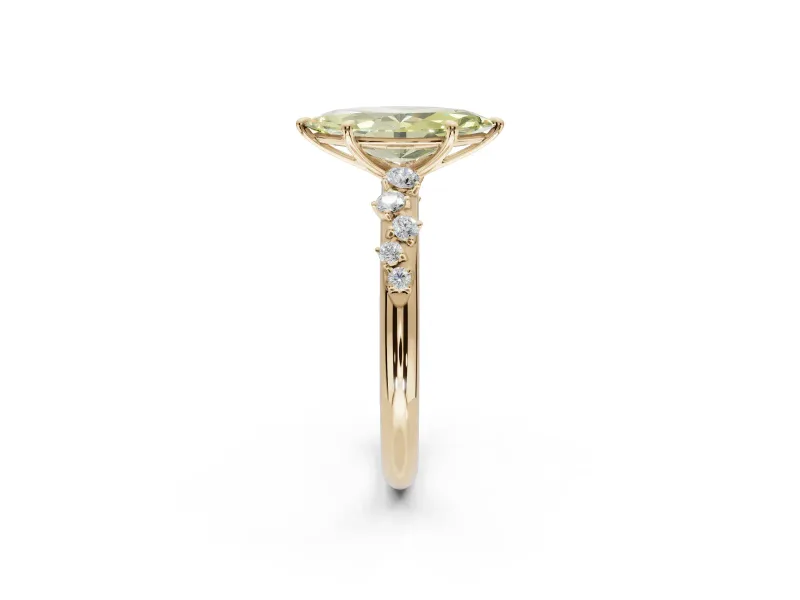 Marquise Graduated Solitaire Engagement Ring Setting for a Fancy Yellow Lab-Grown Diamond | Yellow Gold