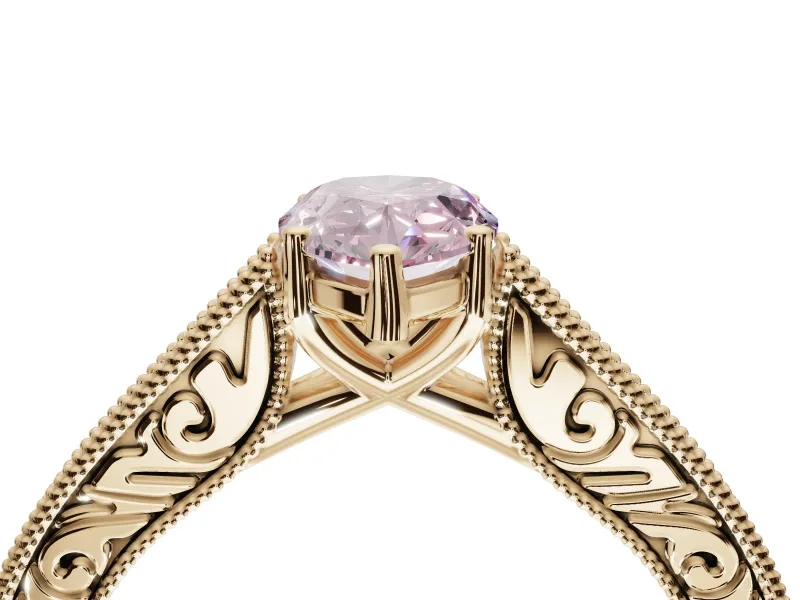 Pear-Shaped Vintage Engagement Ring Setting for a Fancy Pink Lab-Grown Diamond | Yellow Gold - Design NV-24644