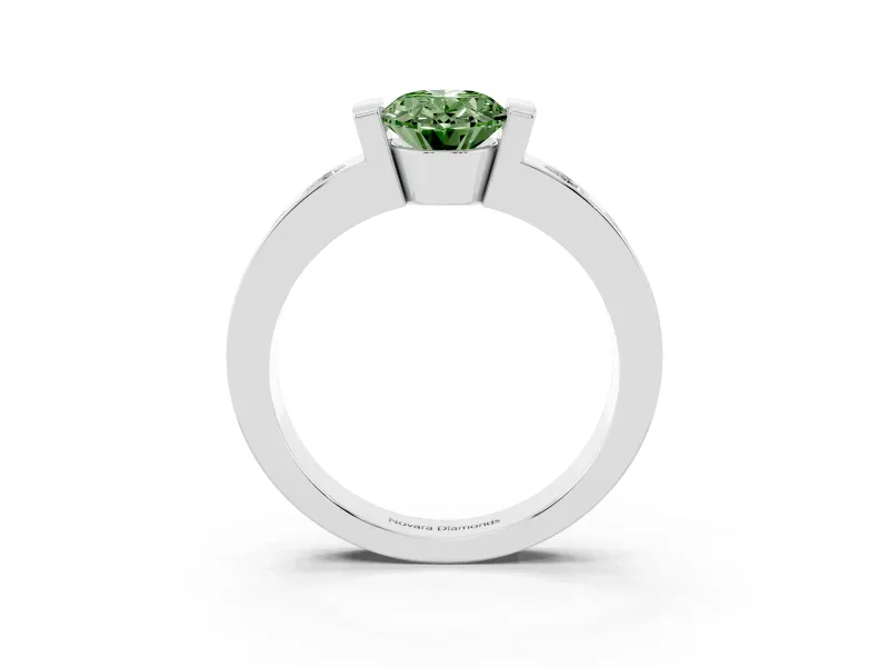 Oval Tension Style Engagement Ring Setting for a Fancy Green Lab-Grown Diamond | Platinum