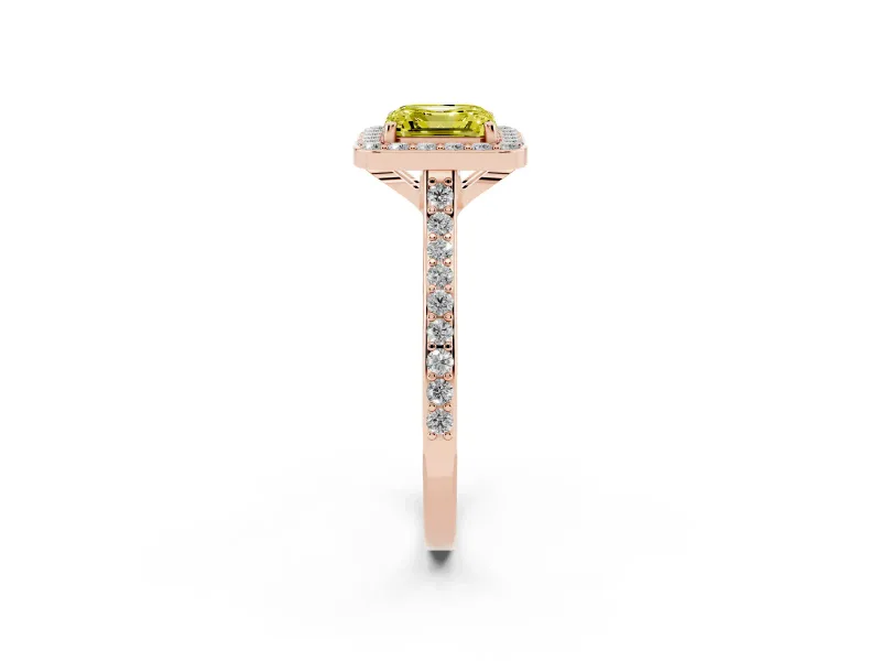 Asscher Cut Halo Engagement Ring Setting for a Fancy Yellow Lab-Grown Diamond | Rose Gold - Design NV-24729
