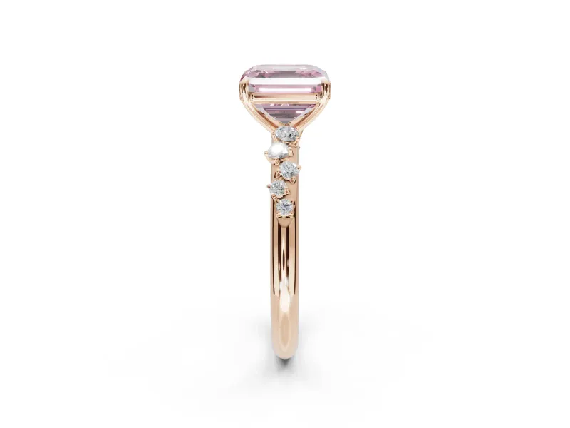 Asscher Cut Graduated Solitaire Engagement Ring Setting for a Fancy Pink Lab-Grown Diamond | Rose Gold