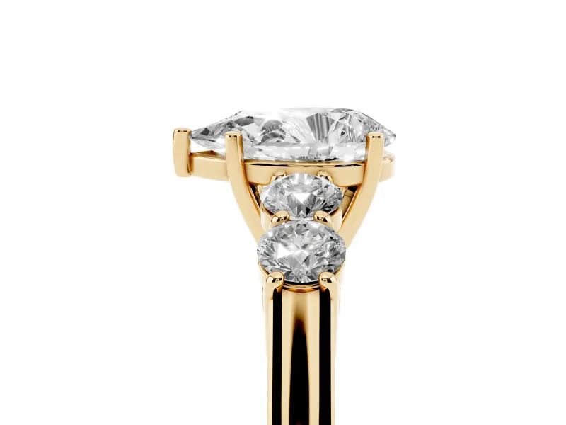 Pear-Shaped Close Set Five Stone Engagement Ring Setting | Yellow Gold