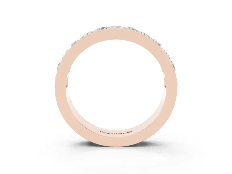 Princess Diamond Channel Set Promise Ring Set in Rose gold with Round Accent Stations