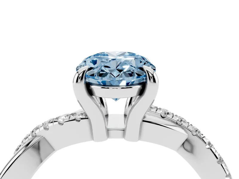Oval Twist Engagement Ring Setting for a Fancy Blue Lab-Grown Diamond | Sterling Silver
