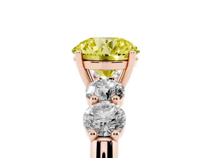 Round 5 Stone Engagement Ring Setting for a Fancy Yellow Lab-Grown Diamond | Rose Gold
