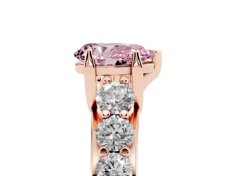 Pear-Shaped Graduated Engagement Ring Setting for a Fancy Pink Lab-Grown Diamond | Rose Gold