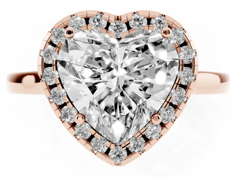 Heart-Shaped Halo Engagement Ring Setting | Flat Tapered Band | Rose Gold