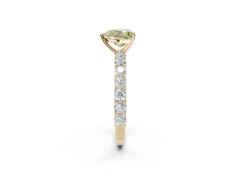 Heart-Shaped Shared Prong Engagement Ring Setting for a Fancy Yellow Lab-Grown Diamond | Yellow Gold