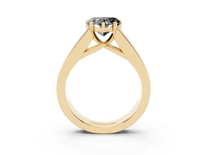 Heart-Shaped Channel-Set Engagement Ring Setting for a Black Center | Wide Band | Yellow Gold