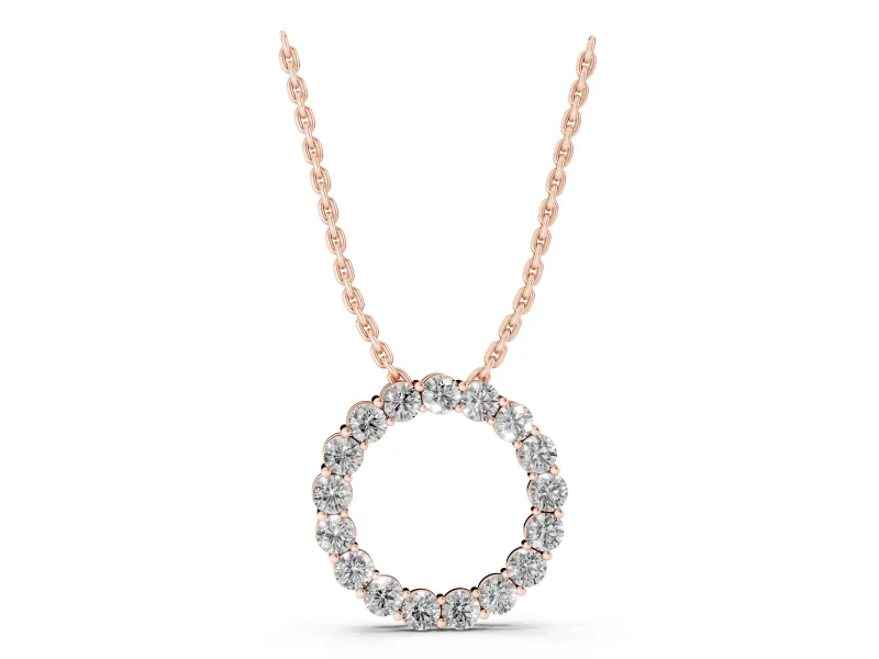 Round Lab-Grown Diamond Circle Pendant Necklace | Larger Stones | Rose Gold