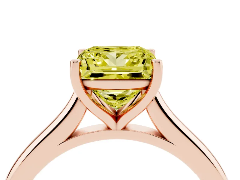 Princess Cut Cathedral Engagement Ring Setting for a Fancy Yellow Lab-Grown Diamond | Rose Gold