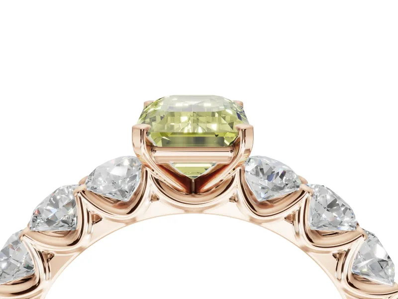 Emerald Cut Engagement Ring Setting for a Fancy Yellow Lab-Grown Diamond | Rose Gold - Design NV-24455