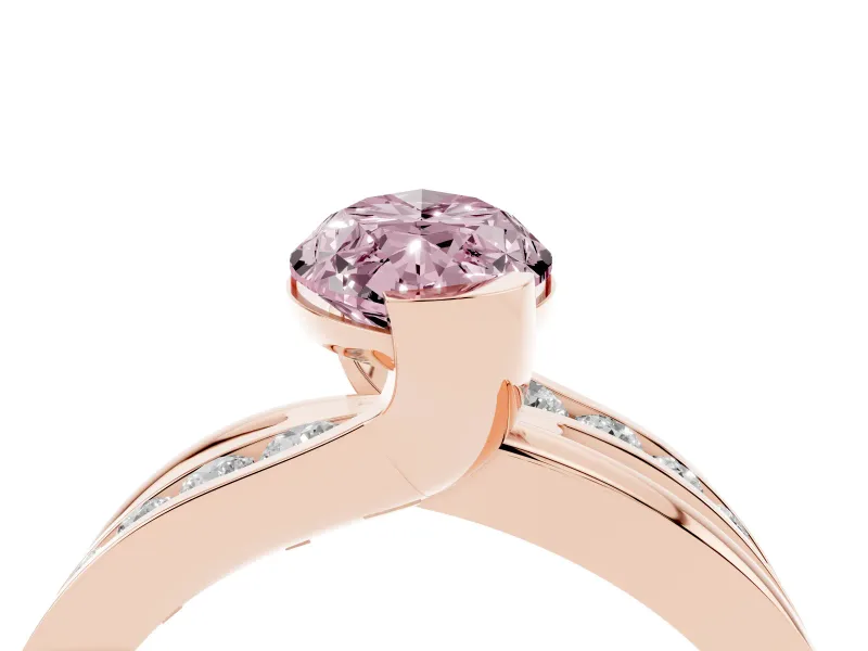 Marquise Graduated Bypass Engagement Ring Setting for a Fancy Pink Lab-Grown Diamond | Rose Gold