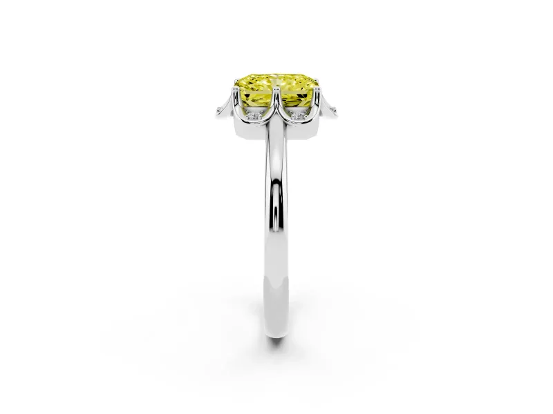 Radiant Cut Petal Halo Engagement Ring Setting for a Fancy Yellow Lab-Grown Diamond | Sterling Silver