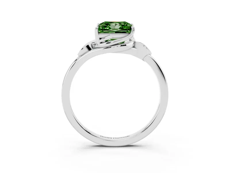 Princess Cut Leaf Bypass Solitaire Engagement Ring Setting for a Fancy Green Lab-Grown Diamond | Platinum
