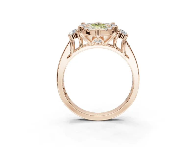 Marquise Halo Engagement Ring Setting for a Fancy Yellow Lab-Grown Diamond | Graduated Channel Band | Rose Gold
