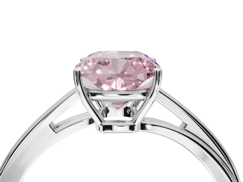 Cushion Cut Bypass Solitaire Engagement Ring Setting for a Fancy Pink Lab-Grown Diamond | White Gold
