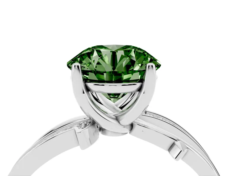 Round Twisted Pavé Engagement Ring Setting for a Fancy Green Lab-Grown Diamond | Pavé and Plain Strands | White Gold