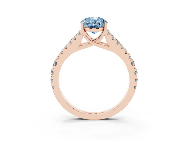 Oval Graduated Split Shank Engagement Ring Setting for a Fancy Blue Lab-Grown Diamond | Rose Gold