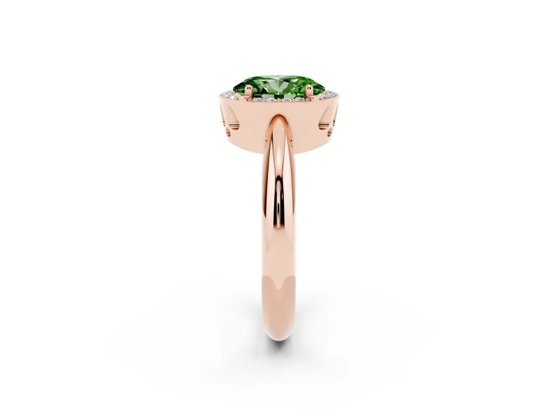 Oval Halo Engagement Ring Setting for a Fancy Green Lab-Grown Diamond | Plain Band | Rose Gold