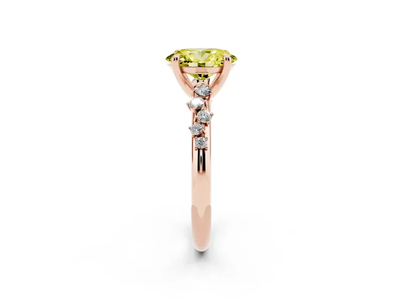 Oval Graduated Accent Engagement Ring Setting for a Fancy Yellow Lab-Grown Diamond | Rose Gold