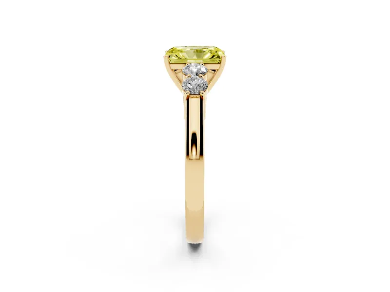 Radiant Cut 5 Stone Engagement Ring Setting for a Fancy Yellow Lab-Grown Diamond | Yellow Gold