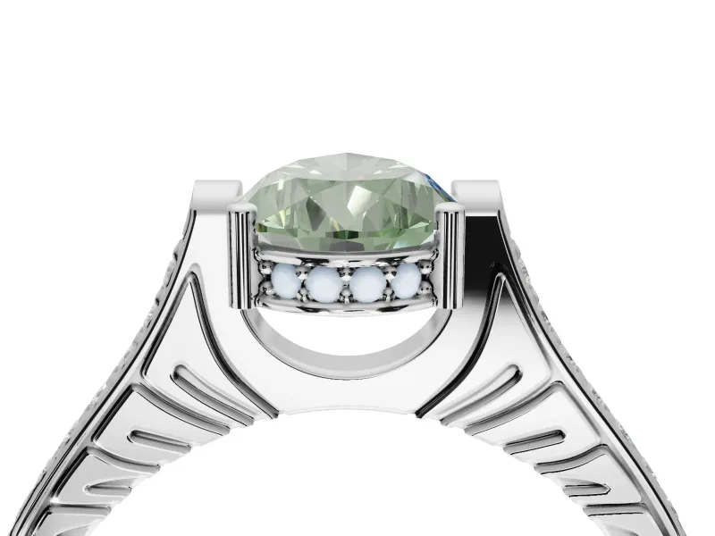 Pear-Shaped Engagement Ring Setting for a Fancy Green Lab-Grown Diamond | Sterling Silver - Design NV-24586