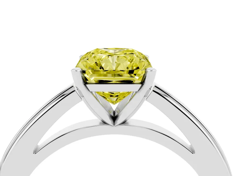 Radiant Cut Solitaire Engagement Ring Setting for a Fancy Yellow Lab-Grown Diamond | Stepped Flat Band | Sterling Silver