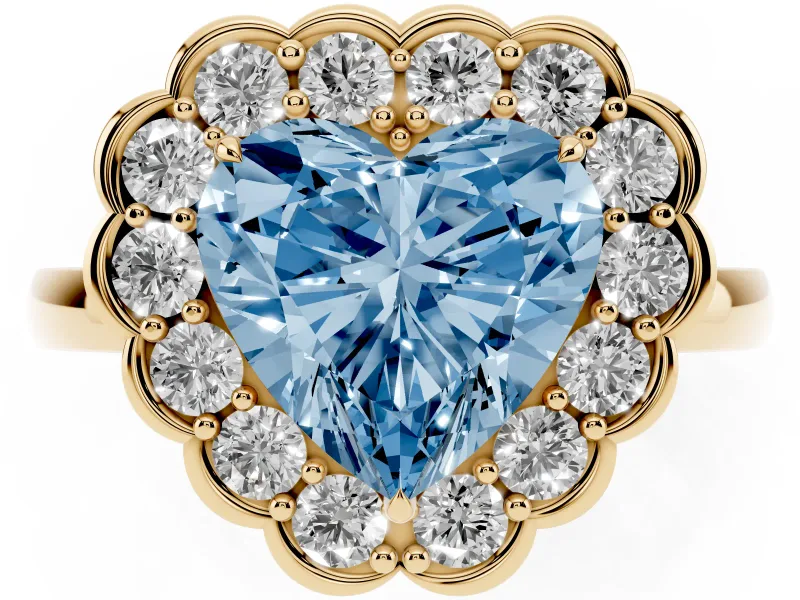 Heart-Shaped Halo Engagement Ring Setting for a Fancy Blue Lab-Grown Diamond | Yellow Gold - Design NV-24719