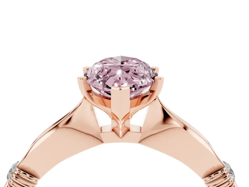 Marquise Floral Solitaire Engagement Ring Setting for a Fancy Pink Lab-Grown Diamond | Rose Gold