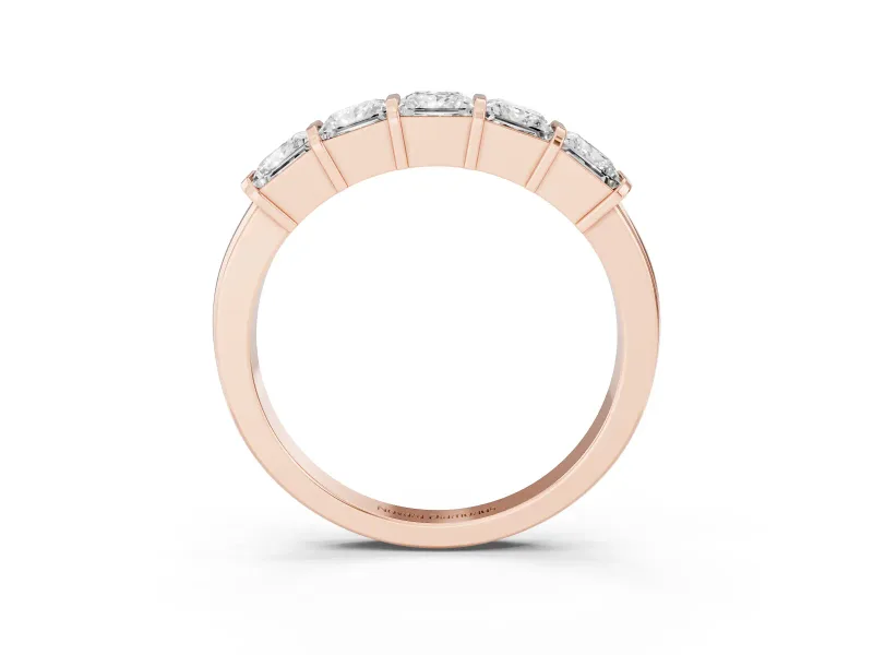 Princess Cut Diamond Seven-Stone Channel Band Set in Rose gold with Bar Prongs
