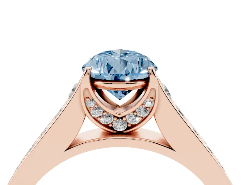 Pear-Shaped Graduated Pavé Engagement Ring Setting for a Fancy Blue Lab-Grown Diamond | Rose Gold