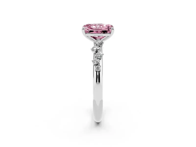Radiant Cut Graduated Solitaire Engagement Ring Setting for a Fancy Pink Lab-Grown Diamond | Platinum