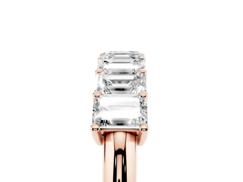 Emerald Cut Lab-Grown Diamond Half Eternity Band | Corner Claw Prongs | Rose Gold