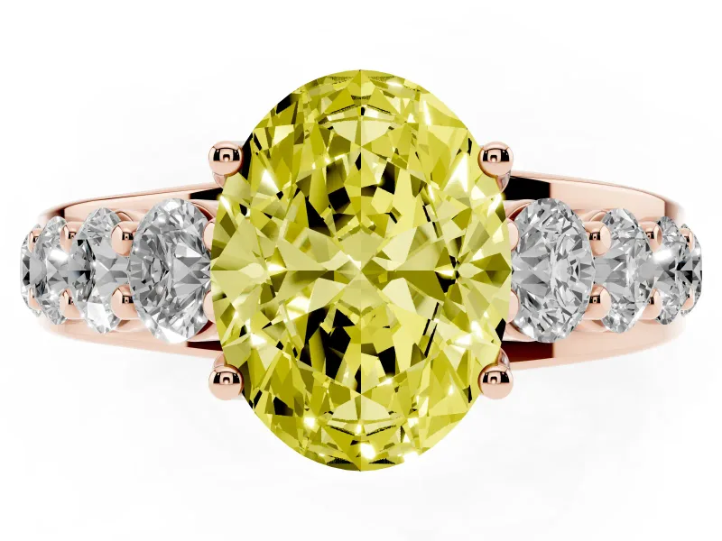 Oval Graduated Engagement Ring Setting for a Fancy Yellow Lab-Grown Diamond | Rose Gold