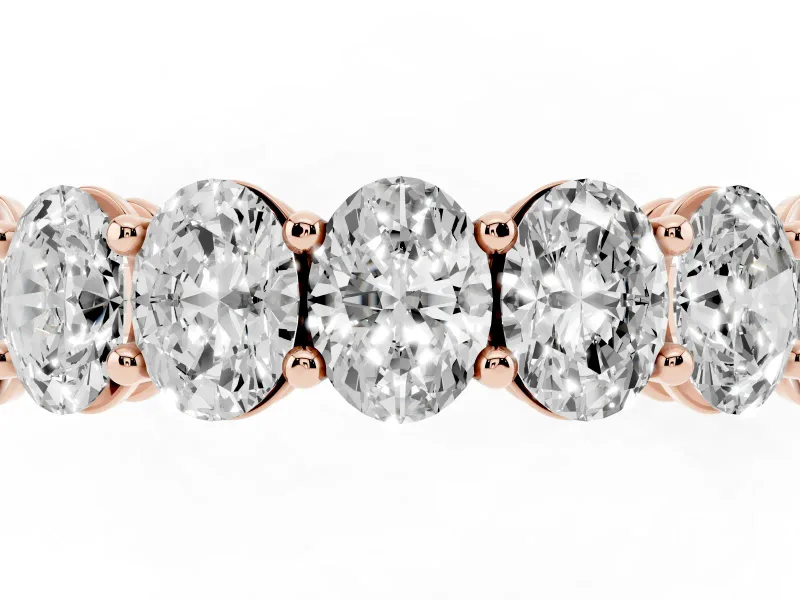 Oval Lab-Grown Diamond Half Eternity Band | Shared Prongs | Rose Gold