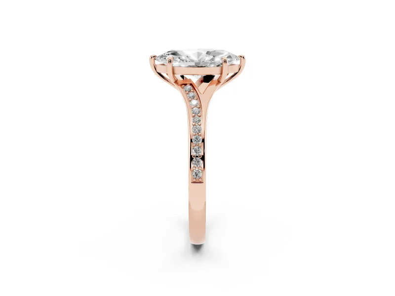 Marquise Pave Solitaire Engagement Ring Setting | Sweeping Shoulders | Rose Gold