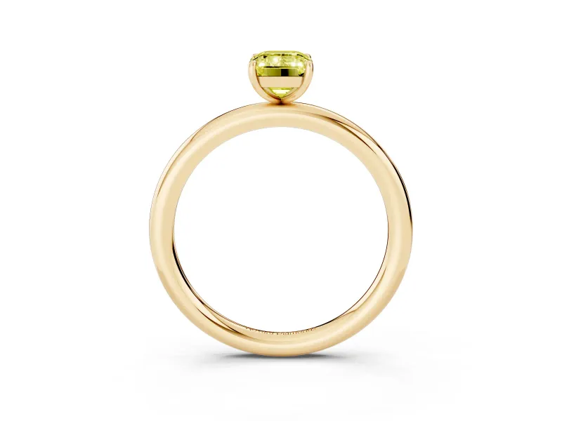 Emerald Cut Low Set Solitaire Engagement Ring Setting for a Fancy Yellow Lab-Grown Diamond | Plain Band | Yellow Gold